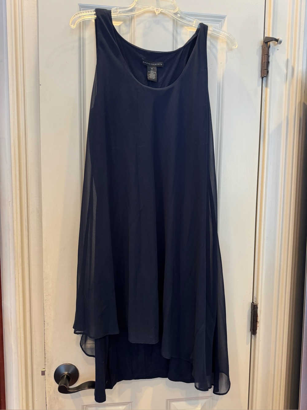 Grace Elements Navy Blue High-Low Chiffon Dress